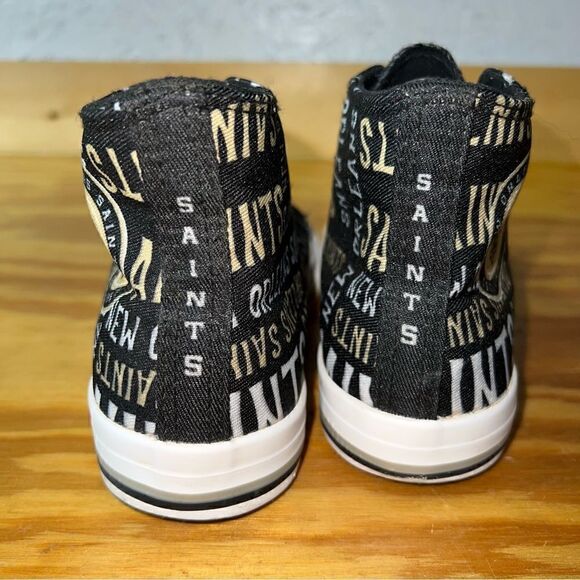 Youth FOCO Black New Orleans Saints Repeat Wordmark High Top Canvas Sneakers - Picture 5 of 8